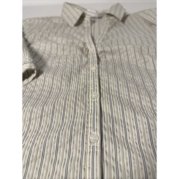 WORTHINGTON WOMEN'S TOP BLUE WHITE SIZE 1X STRETCH BUTTON UP BLOUSE 3/4 SLEEVE - Picture 3 of 11